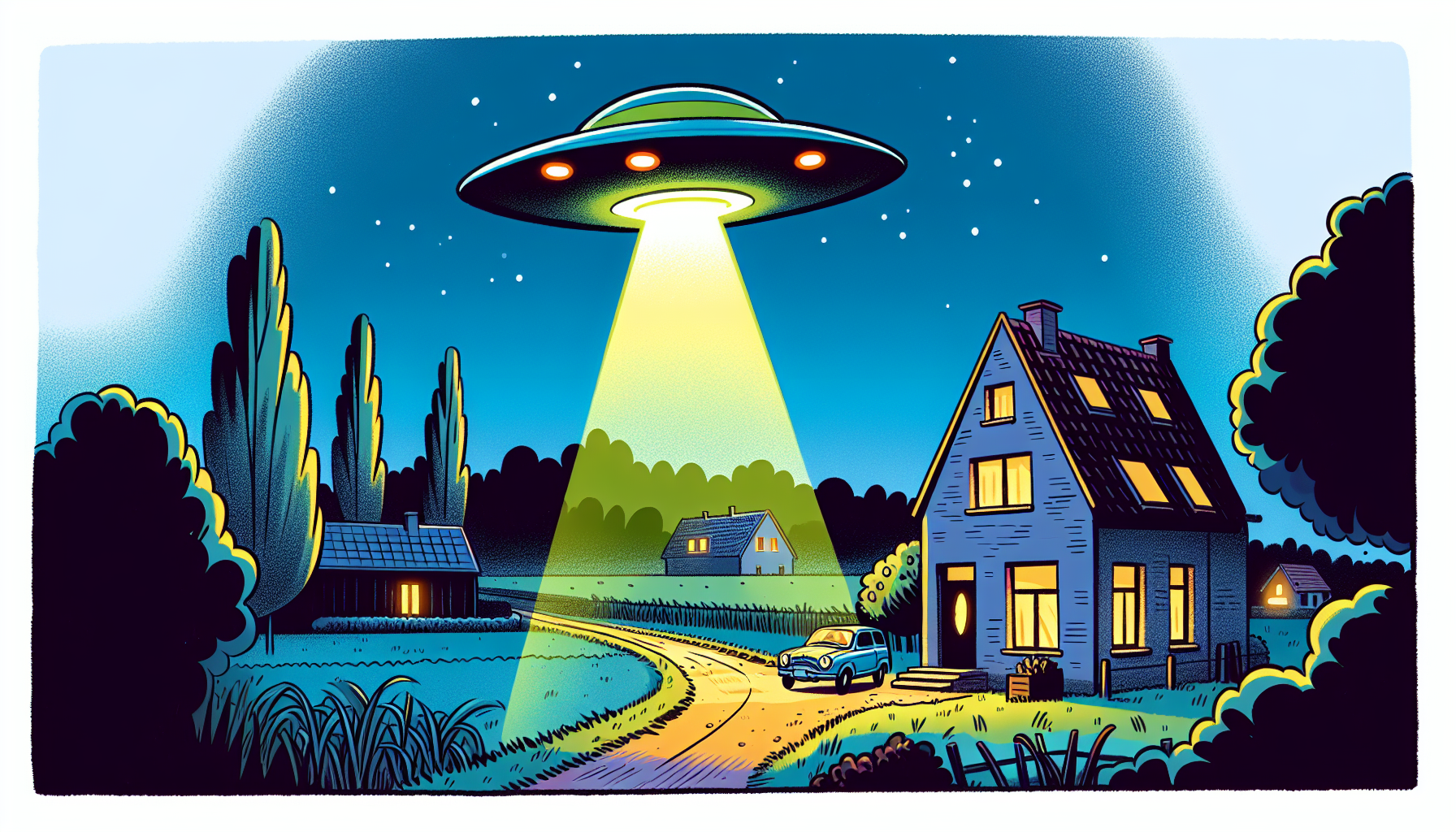 Artist's illustration of a triangular UFO over Belgium