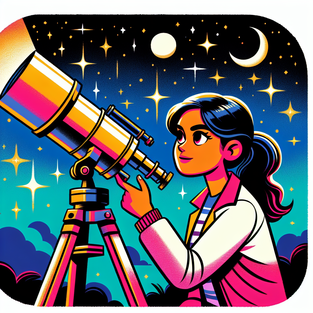An astronomer using a telescope under the night sky