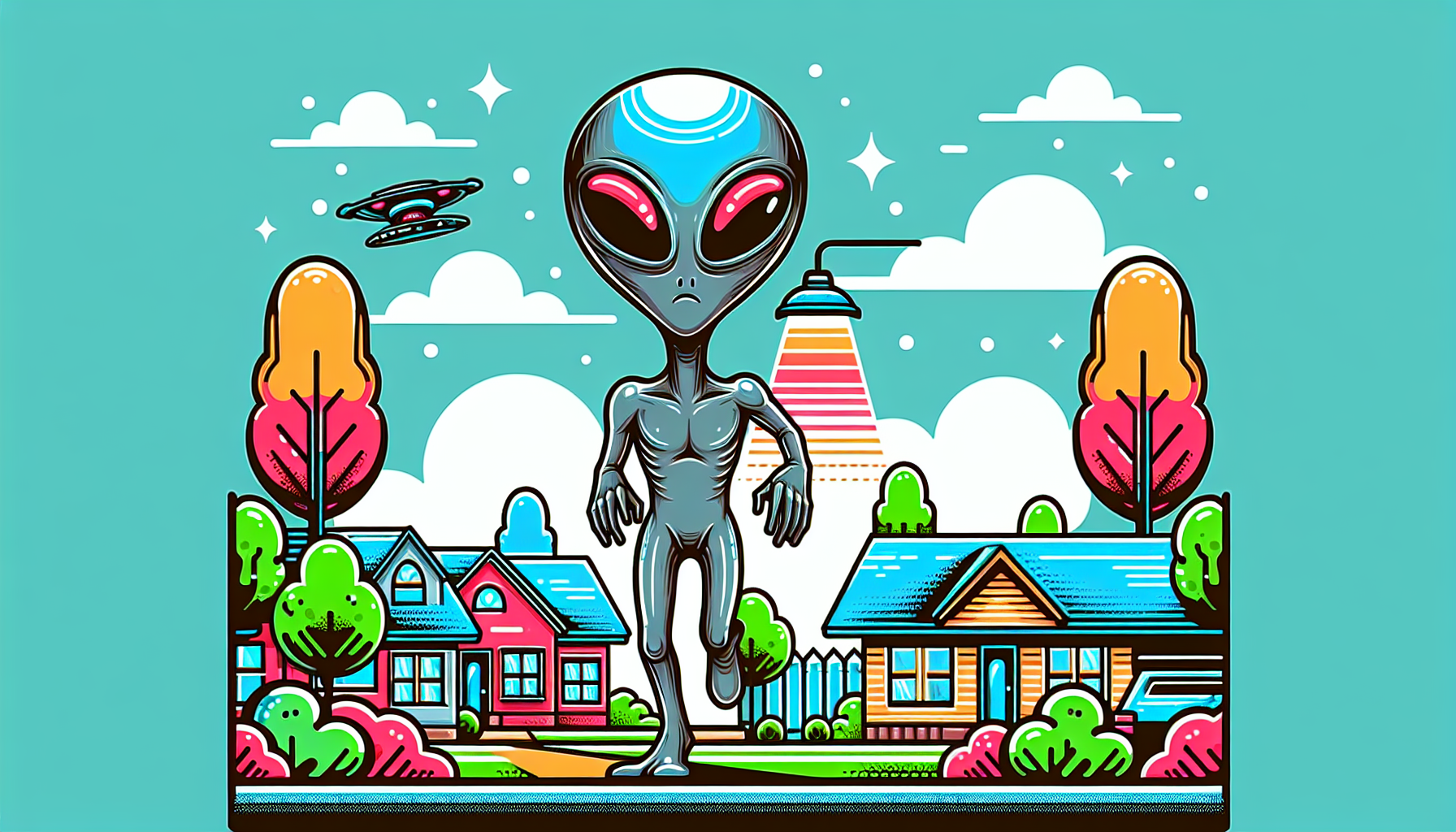 an Alien Grey vanishing with invisibility device