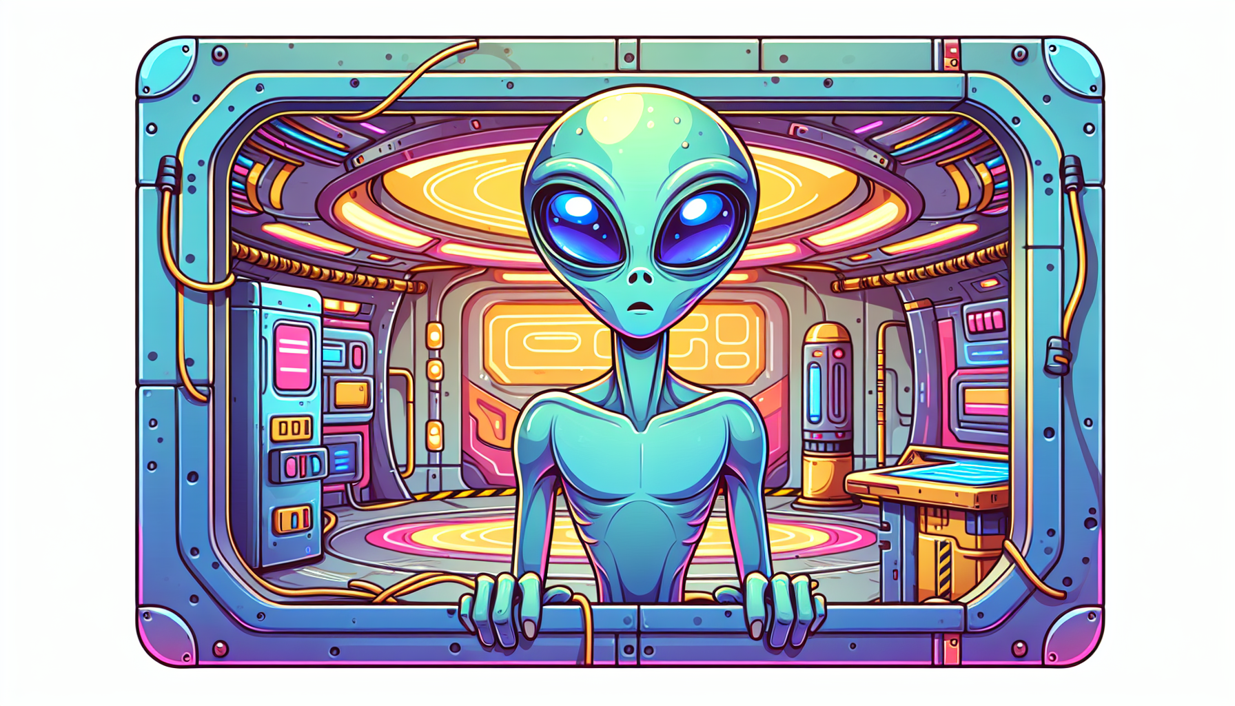 Tall White alien in a high-tech underground base at Nellis Air Force Base