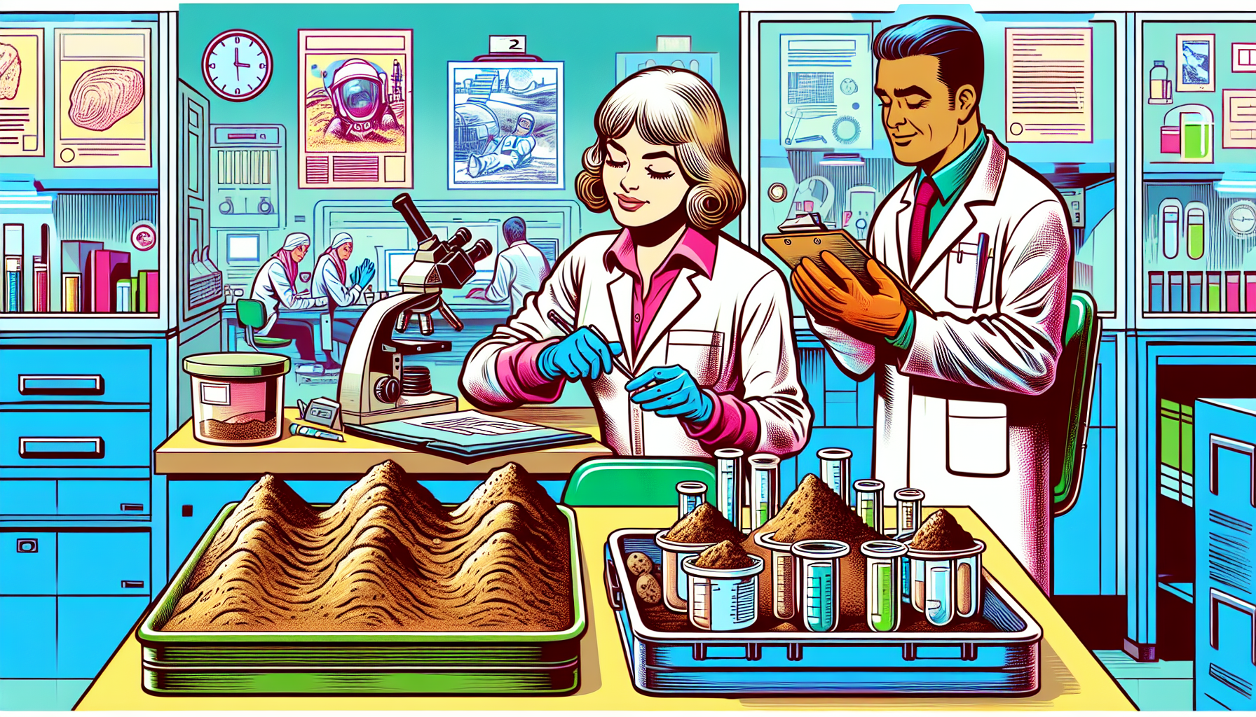 Scientists testing soil samples from Falcon Lake incident.