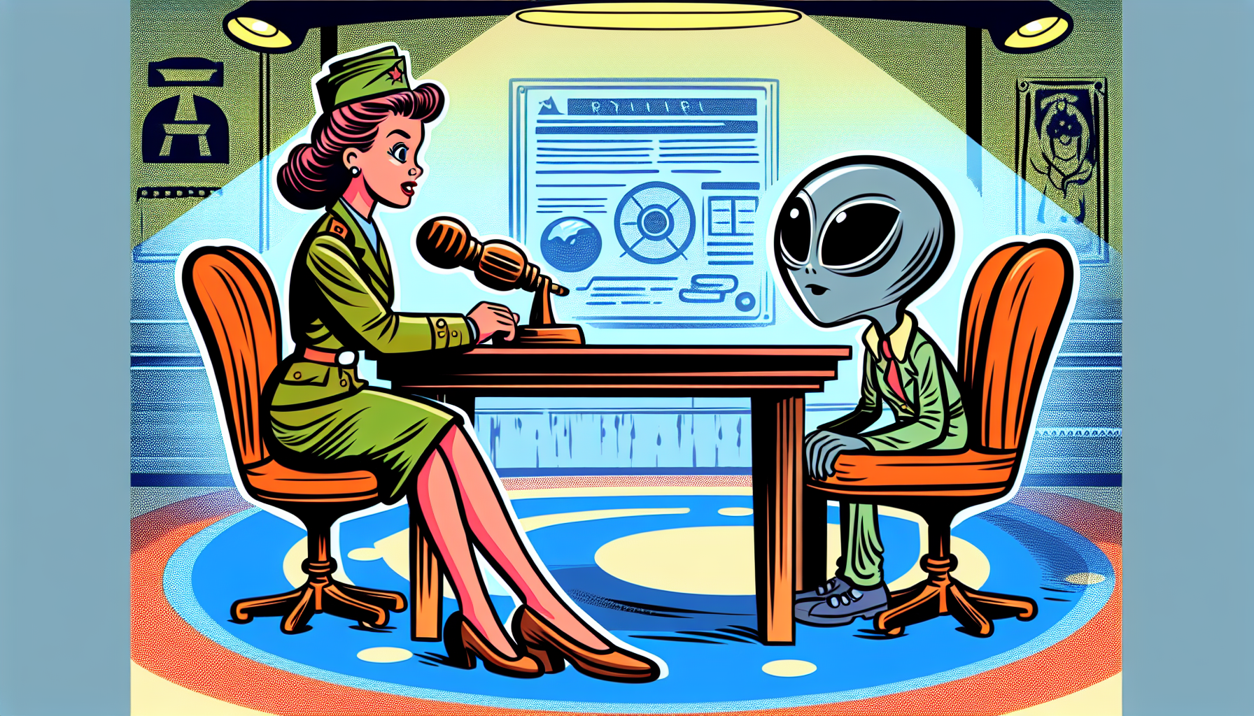 Matilda O'Donnell MacElroy communicating telepathically with an alien.