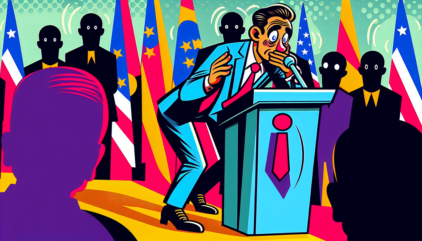 Illustration of Jason Sands approaching a podium to share his story.