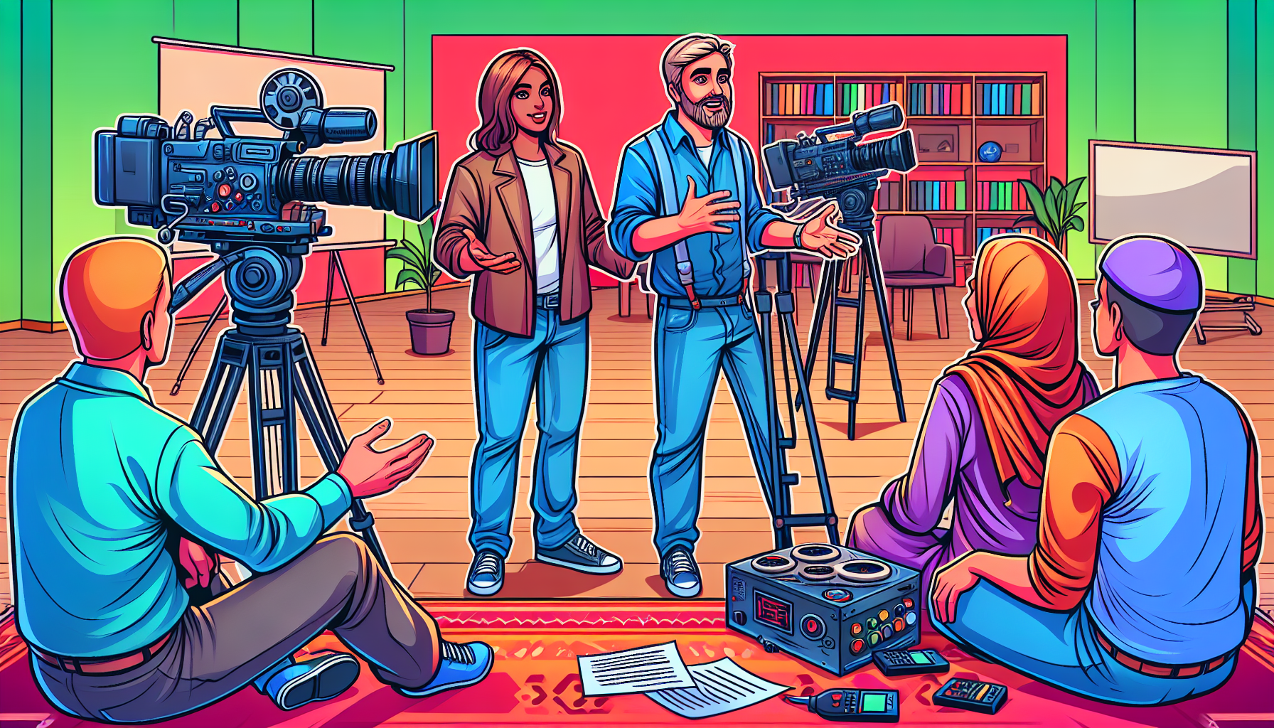 Jeremy Corbell directing a UFO documentary on set.