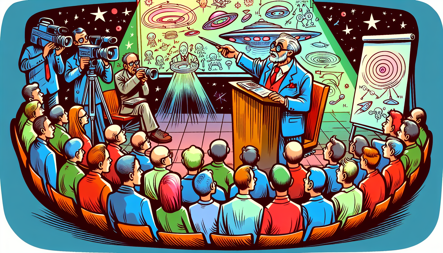 Bob Lazar discussing alien technology with Jeremy Corbell filming.