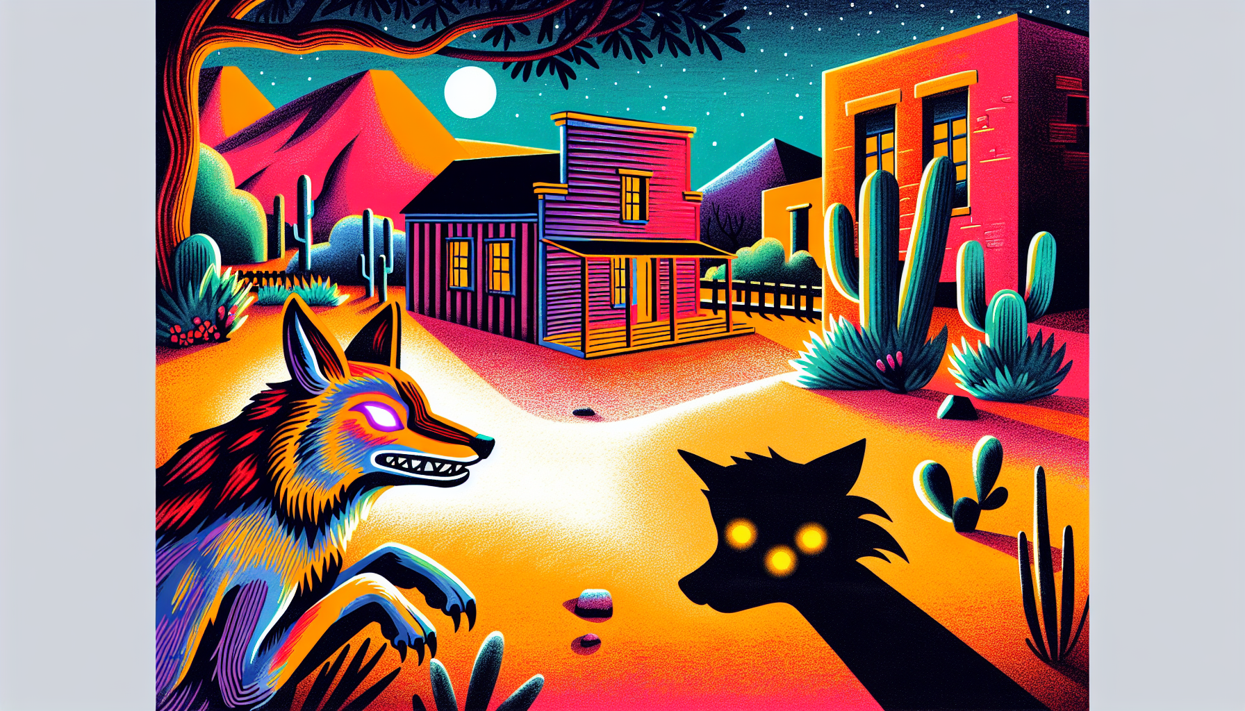 A skinwalker transformed into a coyote at Skinwalker Ranch.