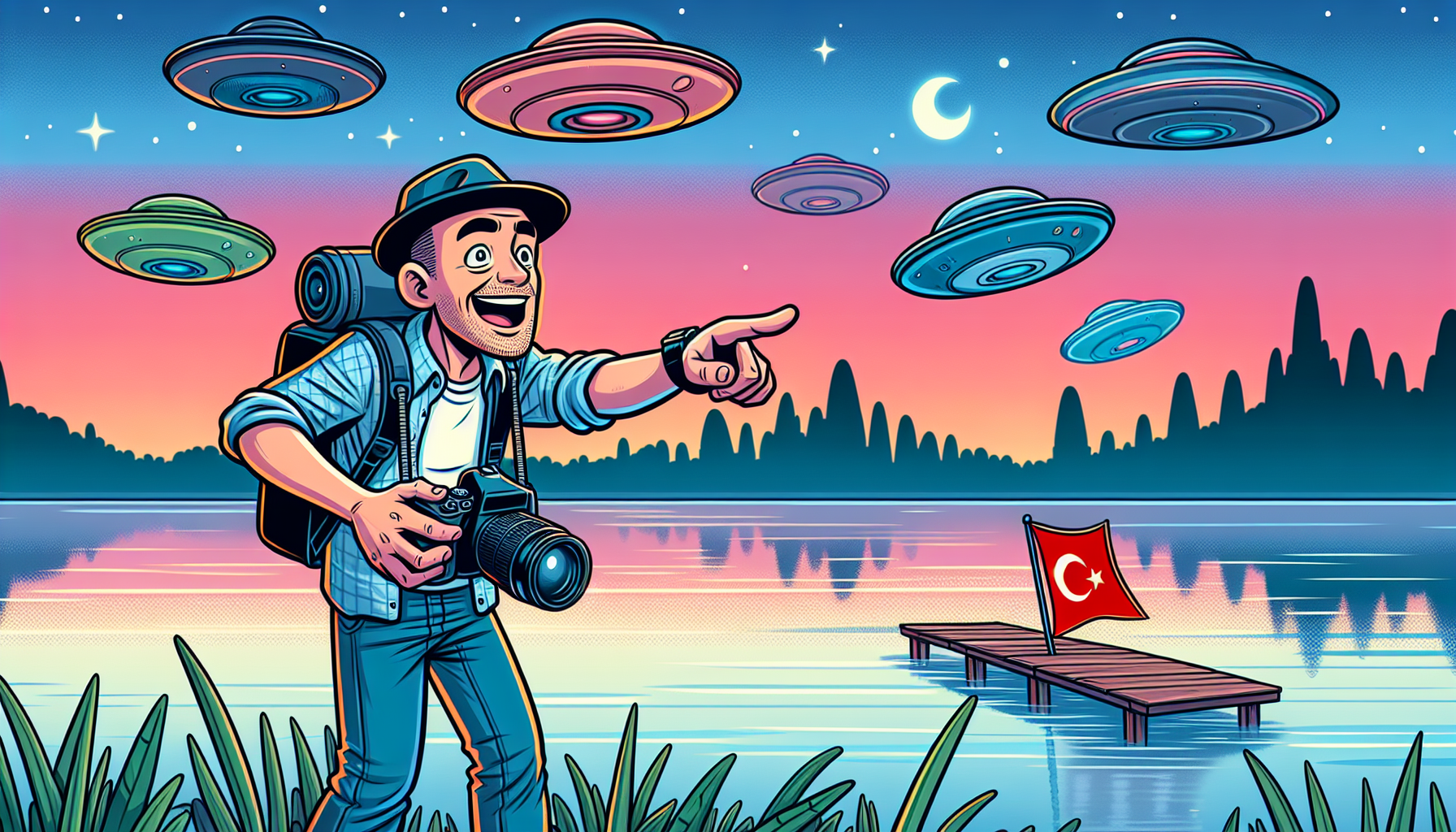 Night guard capturing UFO video footage over the sea