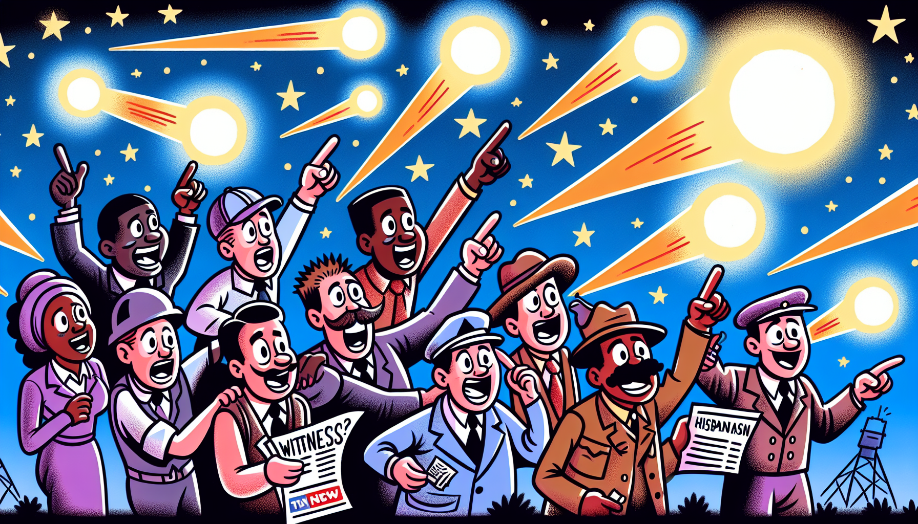 Witnesses observing mysterious lights in the sky