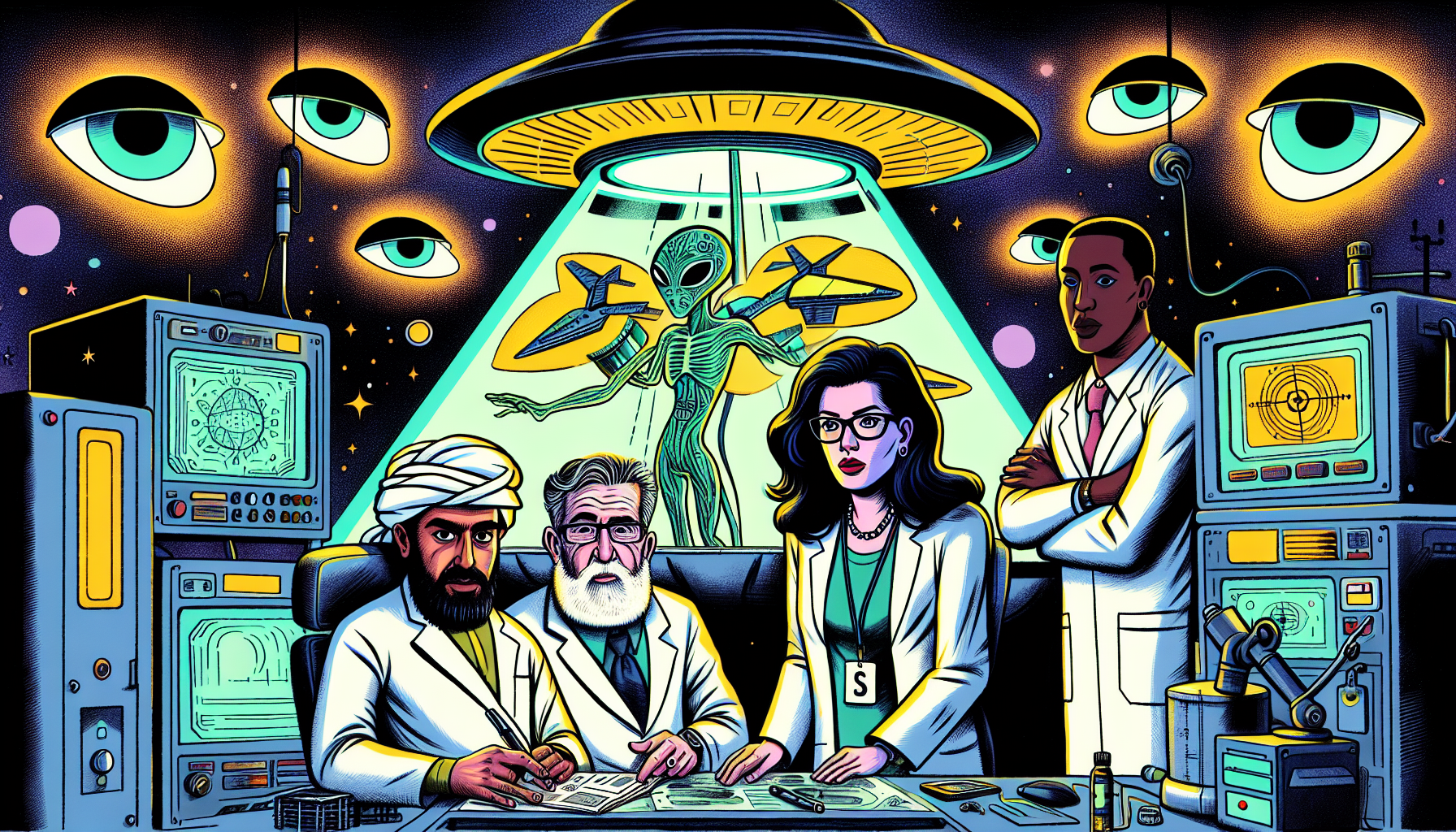 Imagined scene inside S-4 with alien technology.