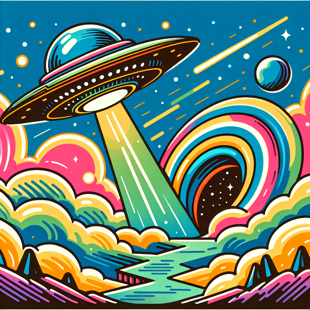 A UFO appearing from an interdimensional portal in the sky