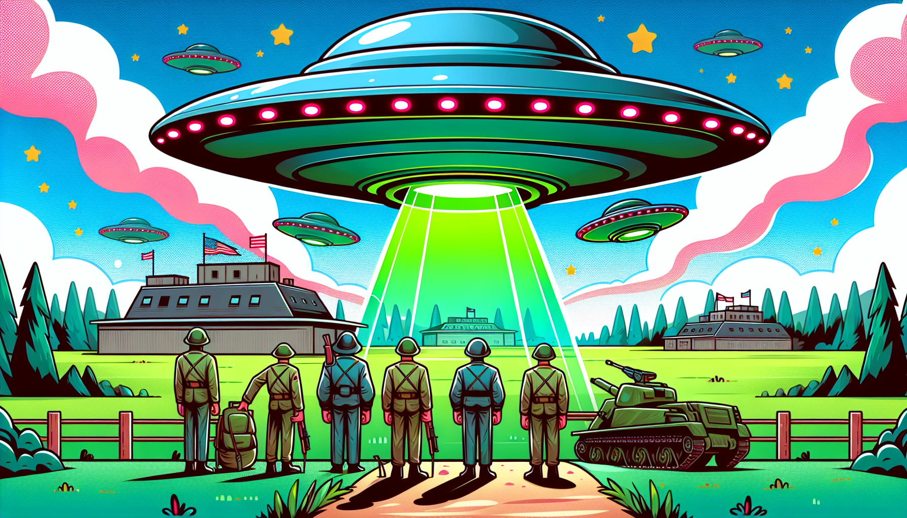 UFOs above a military base