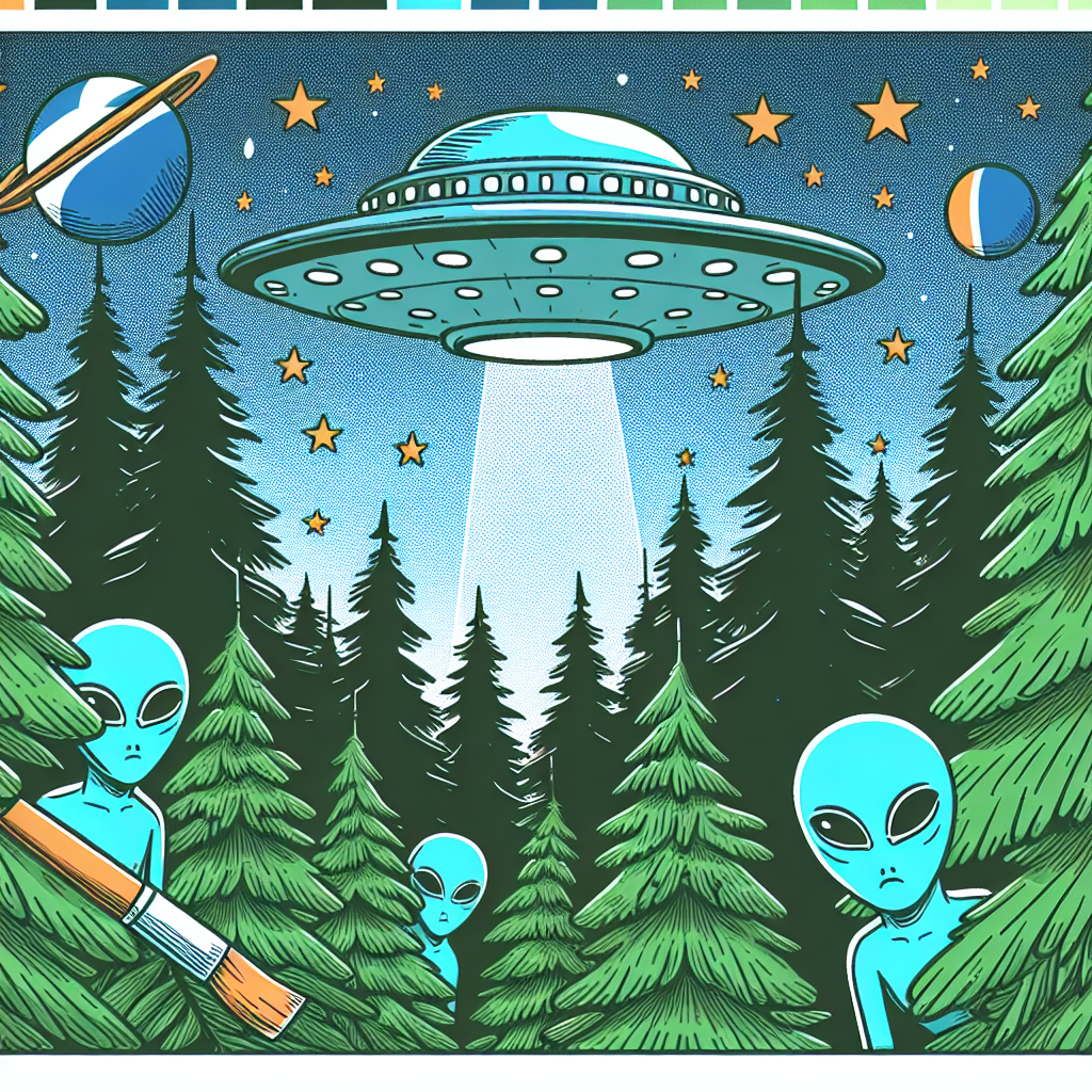 UFO and Nordic aliens in forest