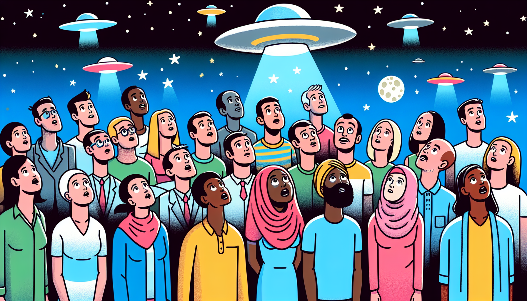 people observing UFOs